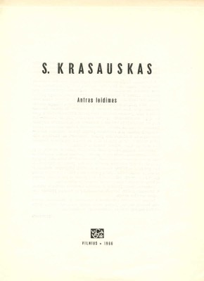 [Красаускас С. Альбом репродукций. 2-е изд.]. Krasauskas S. Antras leidimas. Vilnius: Vaga, 1966.